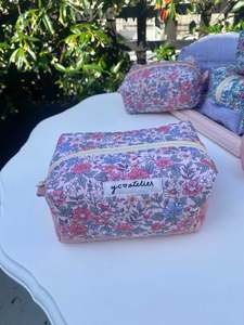 Bag 1: Cotton Floral Makeup Pouch Pink (Medium)