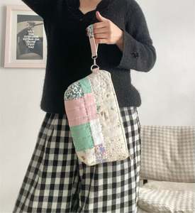 Bag 1: Patchwork Pouch Bag – Pink & Natural Tones