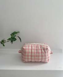 Bag 1: Quilted Pink gingham Makeup Pouch (small)