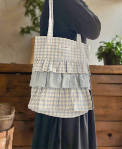 Bag 2: Blue gingham frilled bag