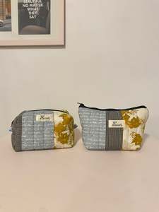 Bag 1: Patchwork Pouch Duo - Check, Blue & Mustard Floral