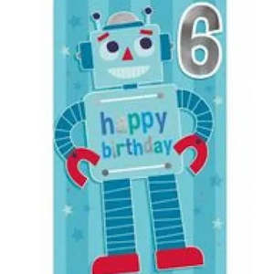 Cards Invitations: Age 6 Robot Birthday Card