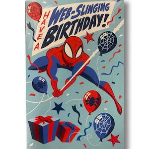 Web-Slinging Spiderman Birthday Card