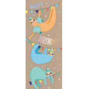 0 1 Years Old: Hanging Sloths Birthday Card