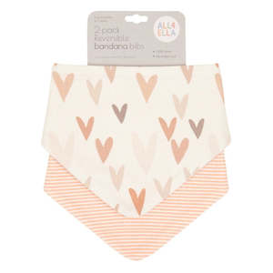 Baby: All 4 Ella - Reversible Bandana Bibs 2 Pack - Hearts