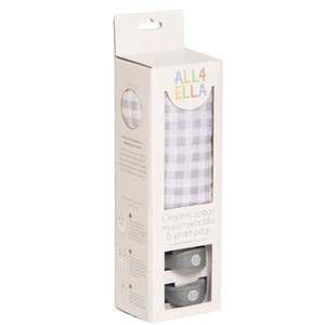 Baby: All 4 Ella - Muslin Swaddle & Peg Box Set - Gingham Grey