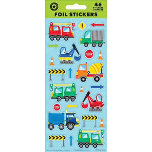 Construction Vehicles Foil Sticker Sheet