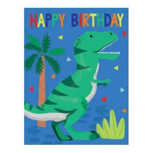 Cards Invitations: Mini Birthday Card - Dino Palm Tree