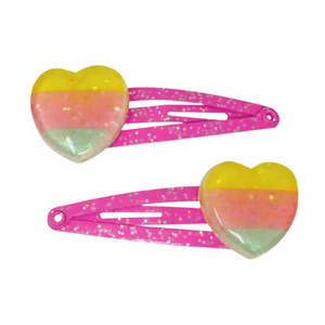 Pink Poppy - Rainbow Heart Hair Clips