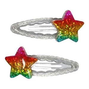 Accessories: Pink Poppy - Rainbow Star Sparkly Hair Clips