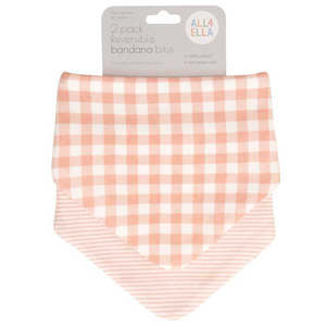 Drinking Eating: All 4 Ella - Reversible Bandana Bibs 2 Pack - Gingham Strawberry