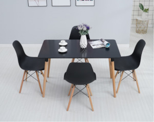 Echo# Scandinavian Dining Suite | 1.2M Table&4 Chairs | Black color