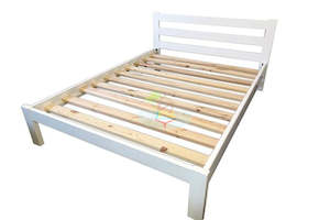 Tina# NZ Pine Simplicity Bed Frame | Queen | White color | LS