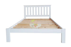 Classic# NZ Pine Simplicity Bed Frame | Queen | White color | LS