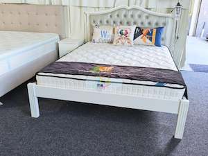 Miko# NZ Pine Button Tufted Bed Frame | Queen | LS
