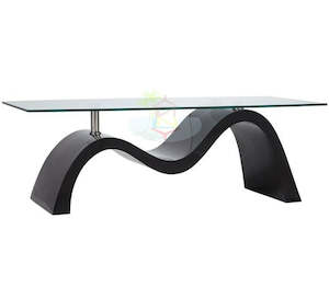 Myron# Glass Top High Gloss Glass Top Coffee Table | Black color | LS