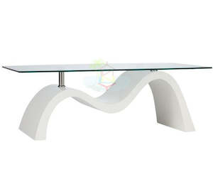 Myron# Glass Top High Gloss Glass Top Coffee Table | White color | LS