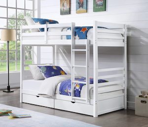'-Weekly Specials- Tina# Solid Wooden Bunk bed & 2 Drawers | Single+Single | White | LS