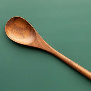 Spoons Knives And Forks: Long-Handled Teak Wooden Spoon (30cm)