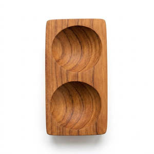 Bowls: Handcrafted Teak Twin Cell Condiment & Spice Bowl | Yompai