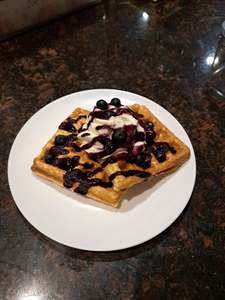 Pancakes Waffles: Blueberries and Cream