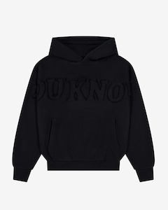 Distressed Applique Hoodie | Washed Black