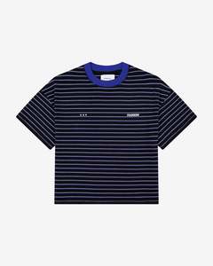 T Shirts: Striped YK Tee | Black/Blue Stripe