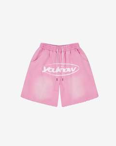 Distressed Logo Shorts | Washed Pink