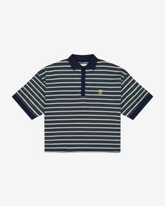 T Shirts: Boxy Polo | Navy Stripe