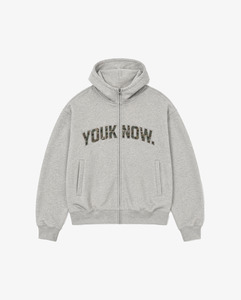 Offset Zip Up Hoodie | Grey/Camo