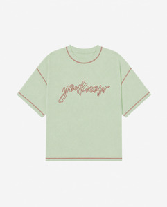 T Shirts: Contrast Stitch Tee | Washed Green