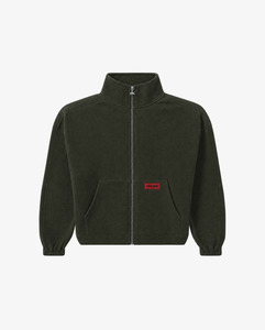 Outerwear: Brushed Fleece Track Jacket | Dark Olive
