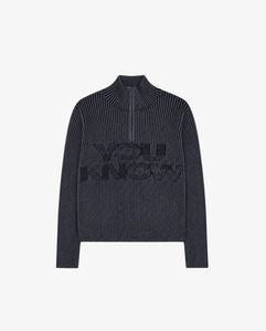 Rib Knit Quarter Zip | Dark Navy