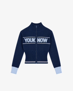 Women's Fitted Knit Zip Up | Navy