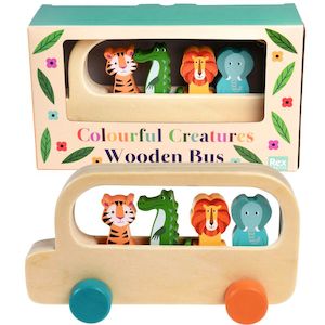 Wooden Toys: Colourful Creatures Wooden Bus