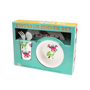 Rex London - Children's Melamine Dinner Set (5 Pieces) - Baby Dinos