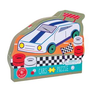 In Stock: Floss & Rock - 40pc Racing Car Shaped Puzzle in Shaped Box - Cars