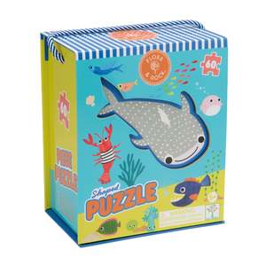 In Stock: Floss & Rock - 60pc Whale Shark Shaped Puzzle - Ocean