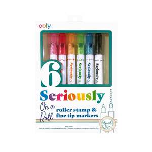 Ooly - Seriously: On A Roll - Roller Stamp & Fine Tip Markers (Set of 6)