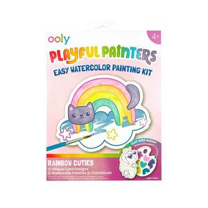 Ooly - Playful Painters Easy Watercolour Painting Kit - Rainbow Cuties - set of 25