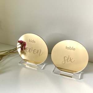Mirror Acrylic Table Number - Round