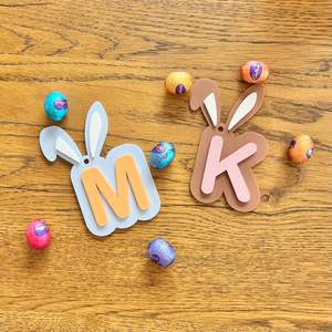 Initial with Ears - Bunny basket tag