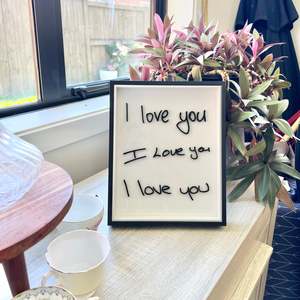 Frames: I love you hand drawn artwork in frame