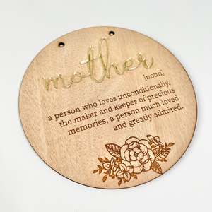 Wall Decor: Mother noun plaque