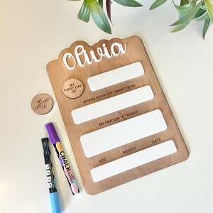 My First Day Boards: The Olivia - personalised first day board