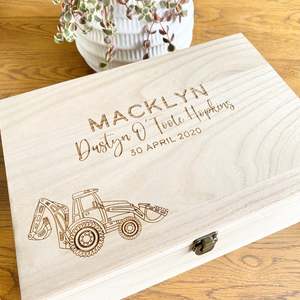 The Excavator birth details keepsake box