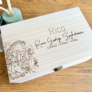 Little Ones Keepsake Boxes: The Jungle birth details keepsake box