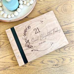 Birthday Guest Books And Signage: Floral Crescent Birthday Book