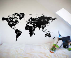 Blackboards: World Map Blackboard Wall Decal