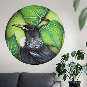 Mural Dots: Tūī with Kawakawa